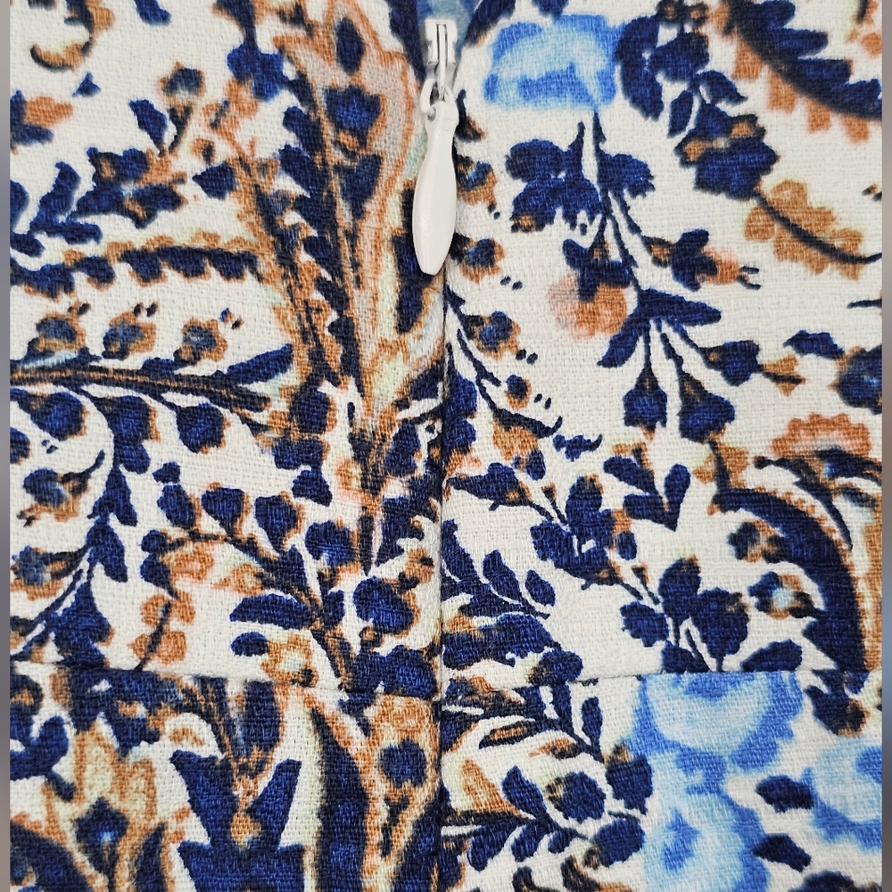 Ann Taylor Pencil Skirt with Blue & Brown Floral Print Machine Washable 0 - Picture 11 of 12